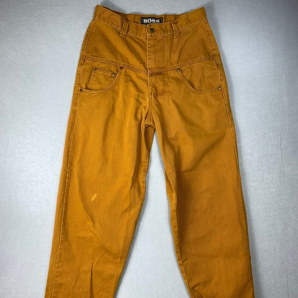Vintage BOSS Mens Baggy Embroidered Logo Jeans Skater 33x33.5 Y2K Made in USA